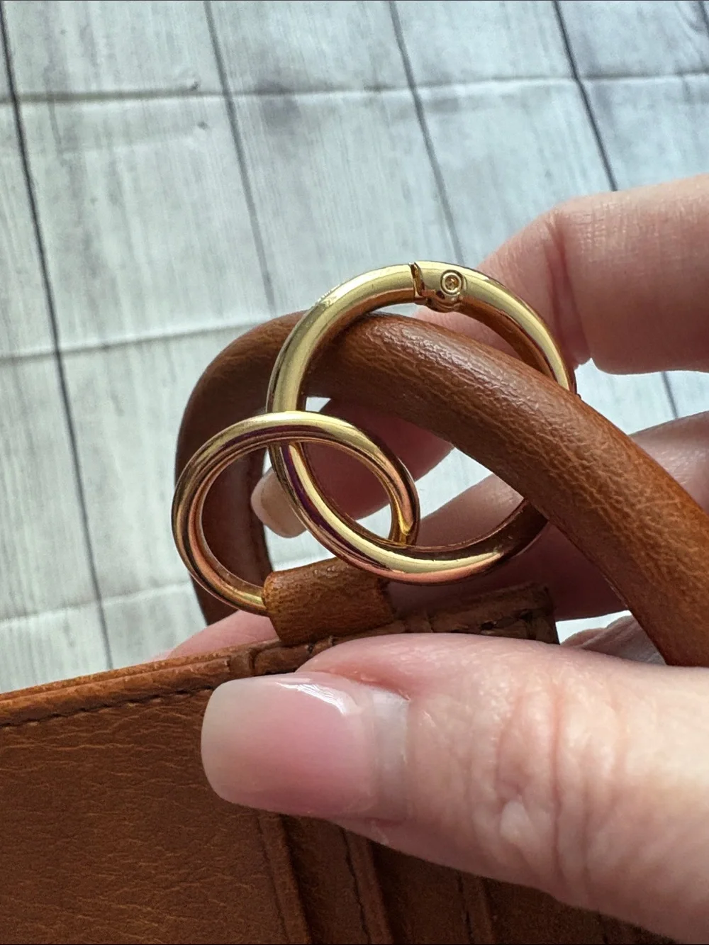 Brown Leather Wristlet Cardholder Keyring